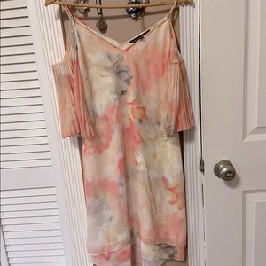 White House Black Market Pastel Dress with Straps and Exposed Shoulders Floral